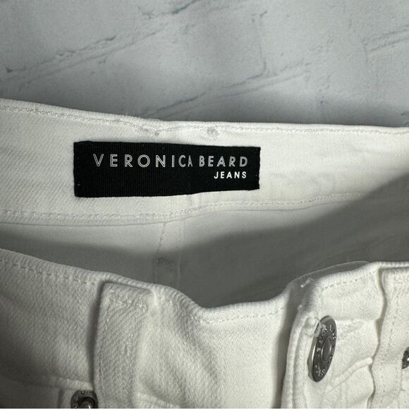 NEW Veronica Beard white distressed button fly high rise straight jeans size 28 - Picture 7 of 12